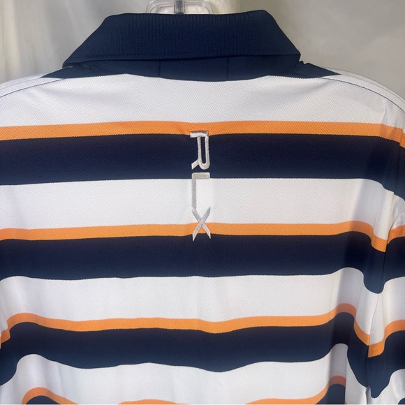 Ralph Lauren RLX Men’s Striped Polo Performance Golf Shirt White,Navy & Orange M - Picture 7 of 7